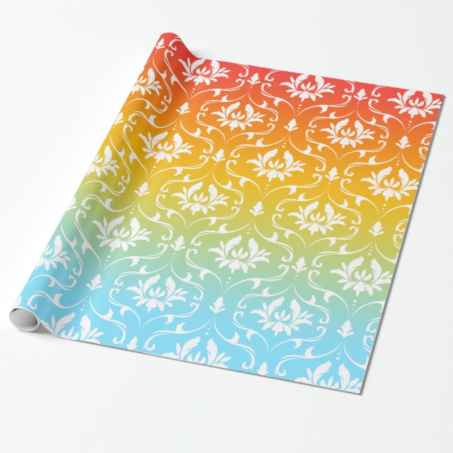 Papier Cadeau Ombre couleur Damas blanc (Déroulé)
