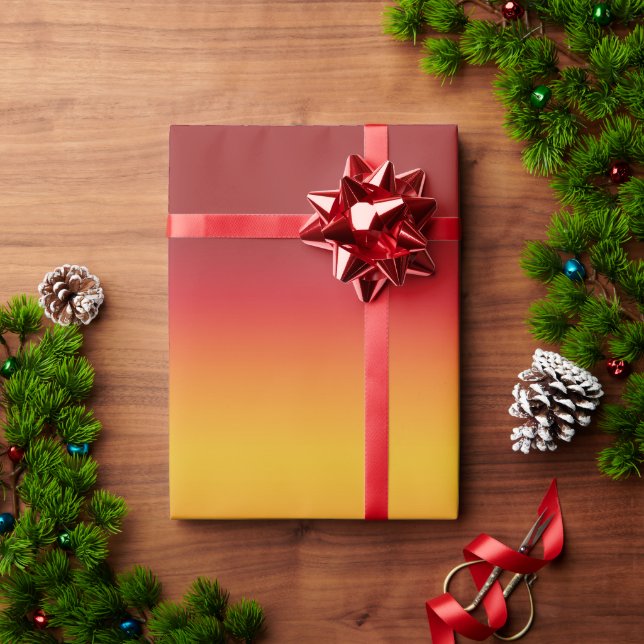 Papier Cadeau Ombre jaune rouge orange rouge vibrant (Cadeau de vacances)