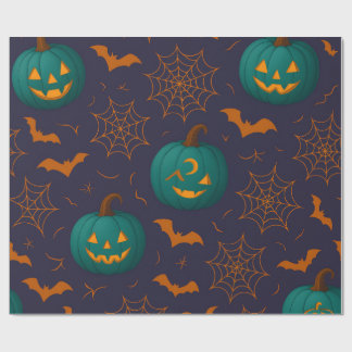 Papier Cadeau Ombres enchantées - Halloween Turquoise et crépusc