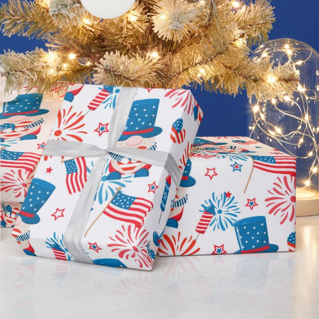 Papier Cadeau Oncle patriotique Sam motif (Vacances)