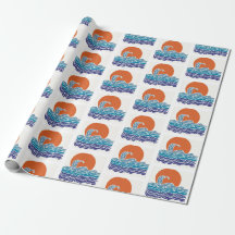 Ondes océaniques vibrantes et papier d'emballage c