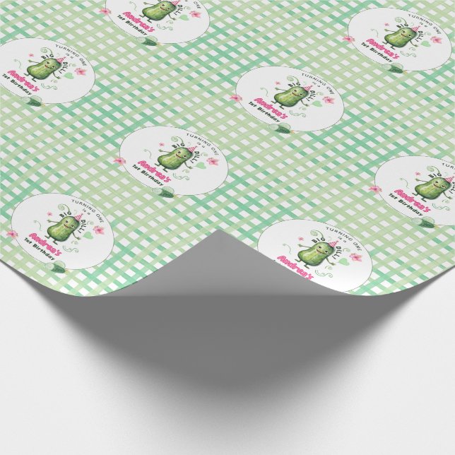 Papier Cadeau One Big Dill Pickle First Birthday Pink (Coin)