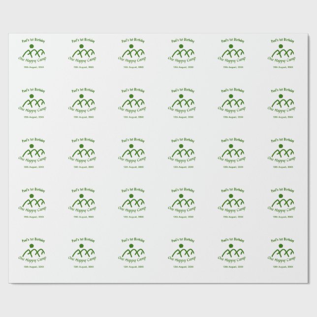 Papier Cadeau One happy camp green mountain sun 1st birthday  (Plat)