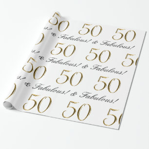 Papier Cadeau Or 50 et cinquantième cadeau d'anniversaire