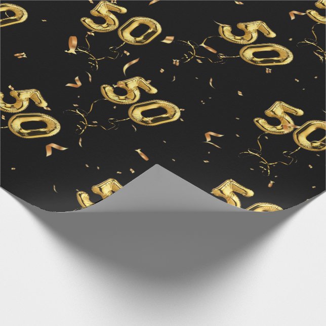 Papier Cadeau Or 50 Mylar Ballons et Confetti (Coin)