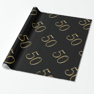 Papier Cadeau Or 50 sur le joyeux cinquantième anniversaire du