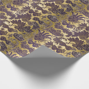 Papier Cadeau Or de mardi gras et masques pourpres
