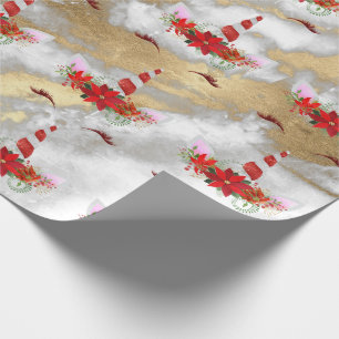 Papier Cadeau Or de rose rouge de marbre de vacances de Noël de