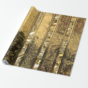 Papier Cadeau Or élégant de Vanderush barré (30 pieds)