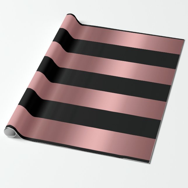 Papier Cadeau Or et noir Rose (Déroulé)