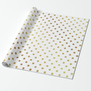 Papier Cadeau Or et pois blanc