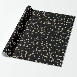 Papier Cadeau Or Foxier Diamants Métallurgique Noir Confetti Lux