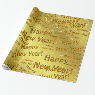 Papier Cadeau or heureux nouvelle année
