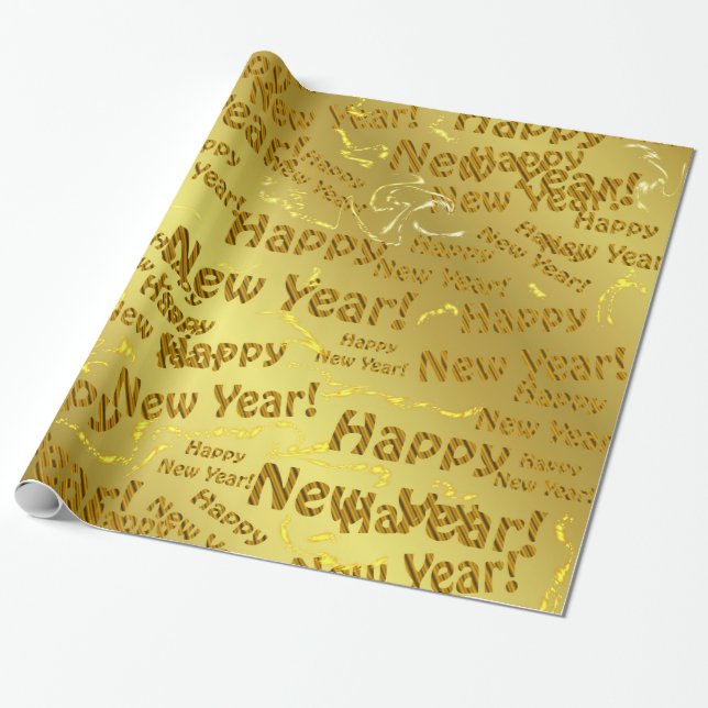 Papier Cadeau or heureux nouvelle année (Déroulé)