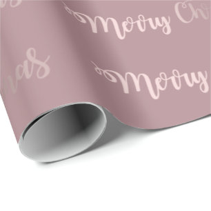 Papier Cadeau Or rose élégant et motif pourpre de Joyeux Noël