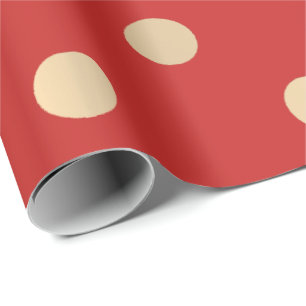 Papier Cadeau Or rouge rouge de Champaigne de pois