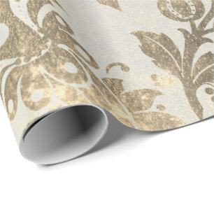 Papier Cadeau Or sale de Champagne de sépia de damassé de poud