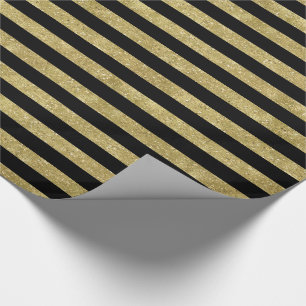 Papier Cadeau Or scintillant de Faux et rayures noires