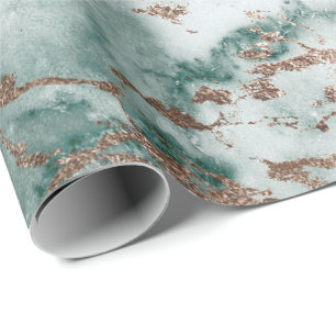 Papier Cadeau Or Teal gris en pierre de marbre vert-foncé blanc