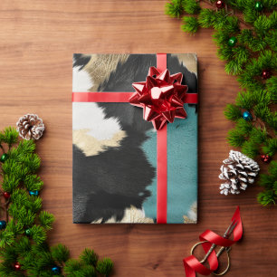 Papier Cadeau Or Turquoise, Blanc Noir