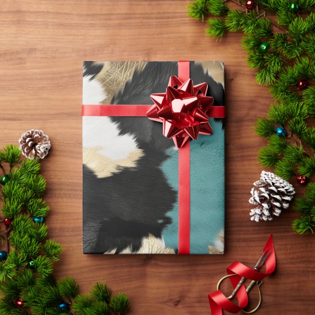 Papier Cadeau Or Turquoise, Blanc Noir (Cadeau de vacances)