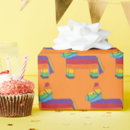 Papier Cadeau Orange arc-en-ciel Donkey Pinata Fiesta Party Anim