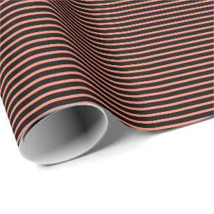 Papier Cadeau Orange Black Stripes Automne Halloween Holiday 202