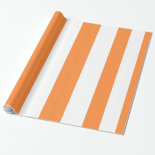 Papier Cadeau Orange blanc strié simple moderne