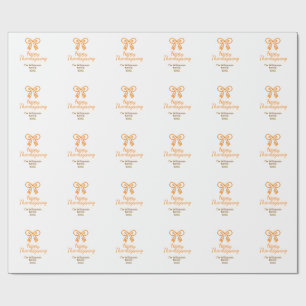 Papier Cadeau Orange bow retro bon thanksgiving ajouter famille