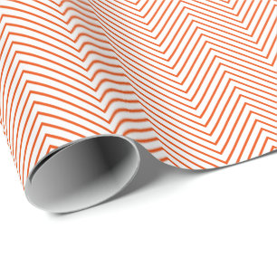Papier Cadeau Orange clair de la ligne Chevron en blanc