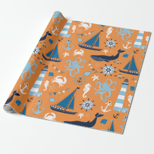 Papier Cadeau Orange de Nautical