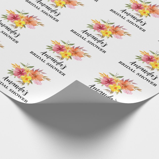 Papier Cadeau Orange Floral Bridal (Coin)