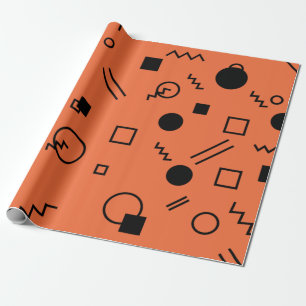 Papier Cadeau Orange, fun, trendy, geometric Memphis graphic