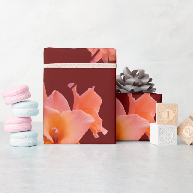 Papier Cadeau Orange gladiolus Floral (Baby Shower)
