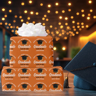 Papier Cadeau Orange Graduate Custom 2025 Graduation Party