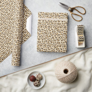Papier Cadeau orangé, haricot et pois beiges