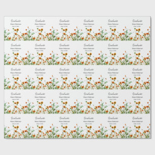 Papier Cadeau Orange jaune fleur sauvage moderne graduatie rusti