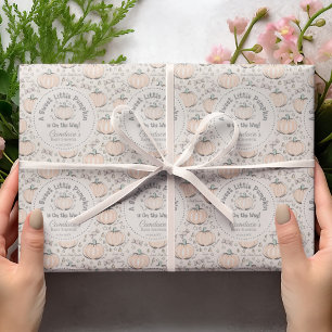 Papier Cadeau Orange Neutre et Crème Petit Baby shower Citrouill