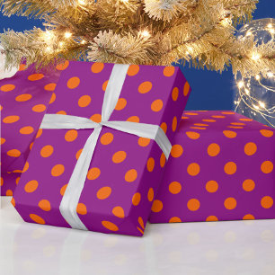 Papier Cadeau Orange On Purple Pois Design Motif