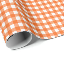 Orange| Papier blanc à enveloppement En vichy