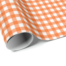Papier Cadeau Orange| Papier blanc à enveloppement En vichy