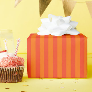 Papier Cadeau Orange sur Orange Stripes Joyeux Anniversaire Retr