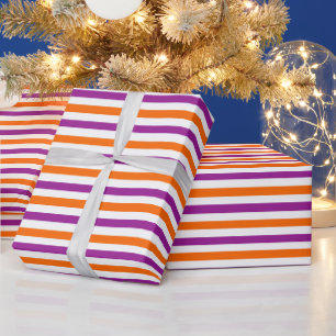 Papier Cadeau Orange, violet et blanc Vintage mince