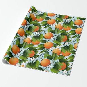 Papier Cadeau Oranges Jardin Floral Fruit