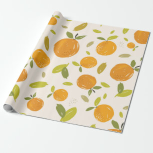 Papier Cadeau Oranges peintes à la main fruit sans couture desig