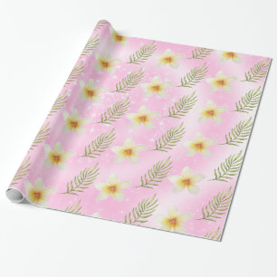 Papier Cadeau Orchidée avec des fougères