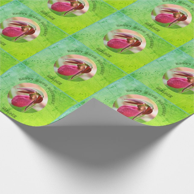 Papier Cadeau Orchidée Lady Slipper Personnalisée Anniversaire (Coin)