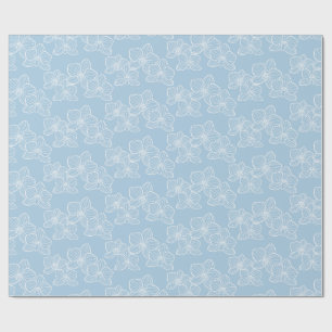 Papier Cadeau Orchidée Linéaire Élégant Ciel Floral Bleu
