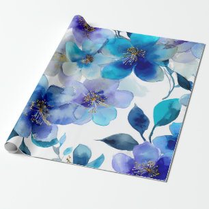 Papier Cadeau Orchidée Mystique Bleue Élégante Florale Botanique