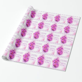 Papier Cadeau Orchidée rose violet stylisé enveloppement mariage